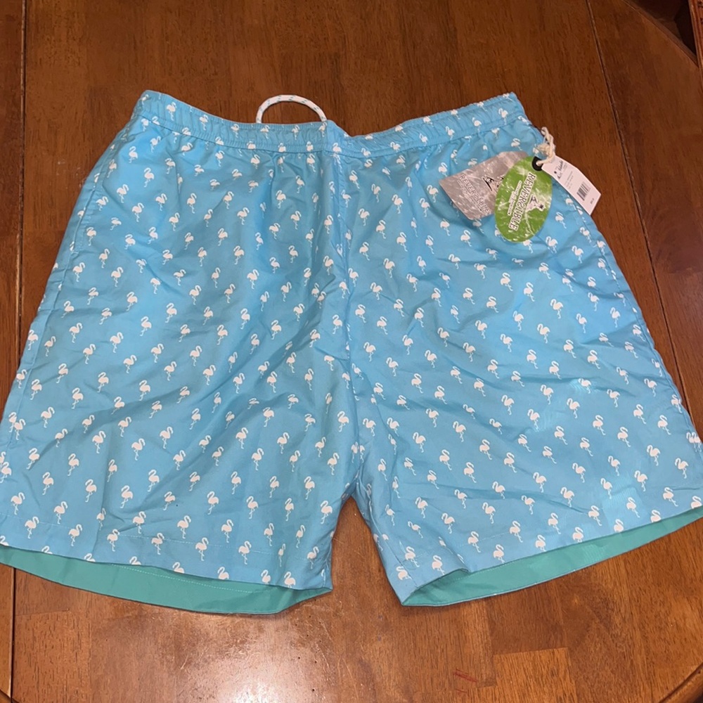 New Mens swimtrunks XXL reversible  —Islandia - Flamingos